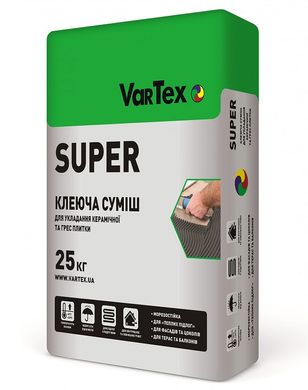 Клей для плитки еластичний Vartex SUPER C2TE, 25 кг